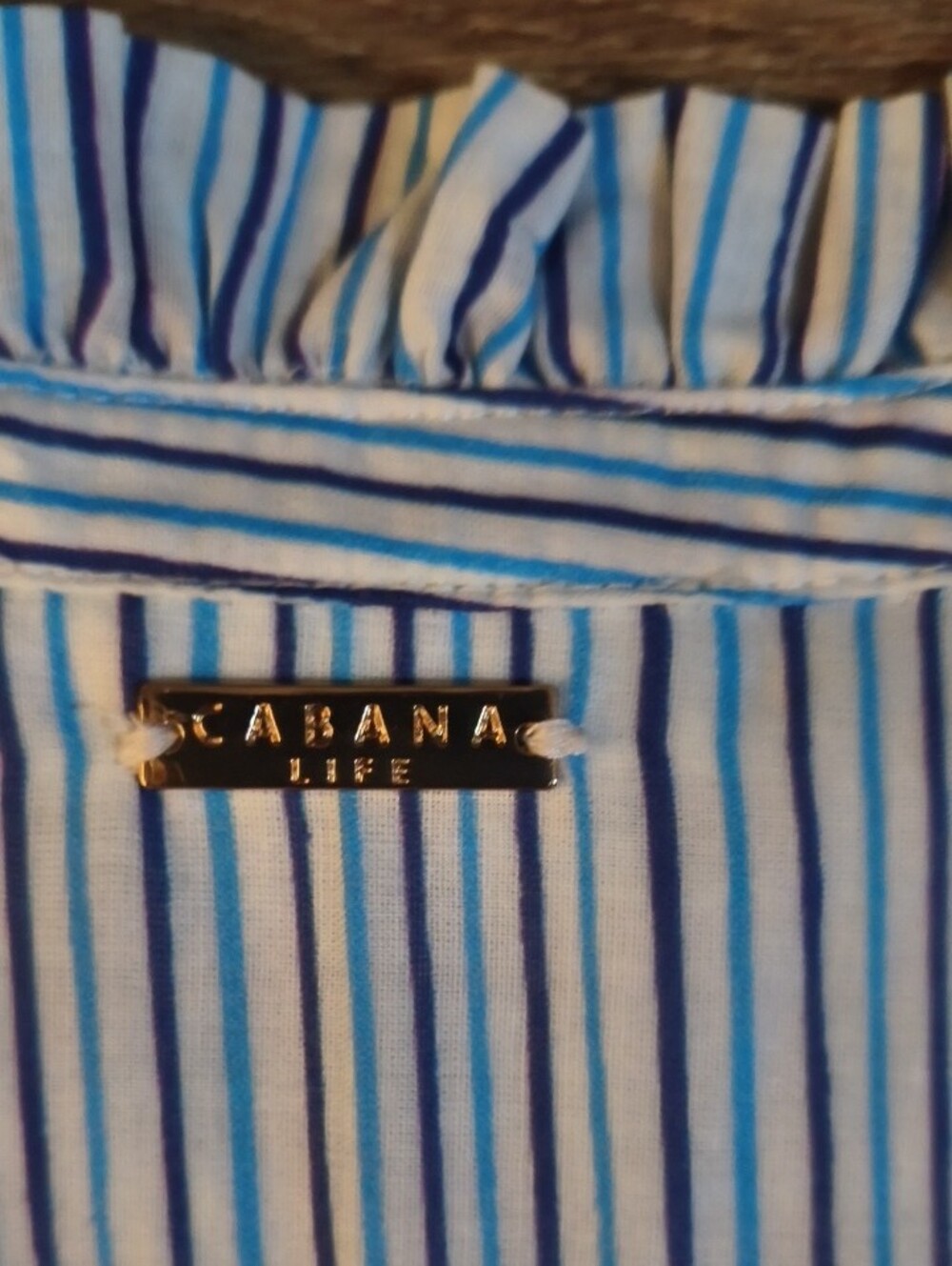 Cabana Life Blue & White Striped Midi Dress with Border Print - Picture 4 of 5